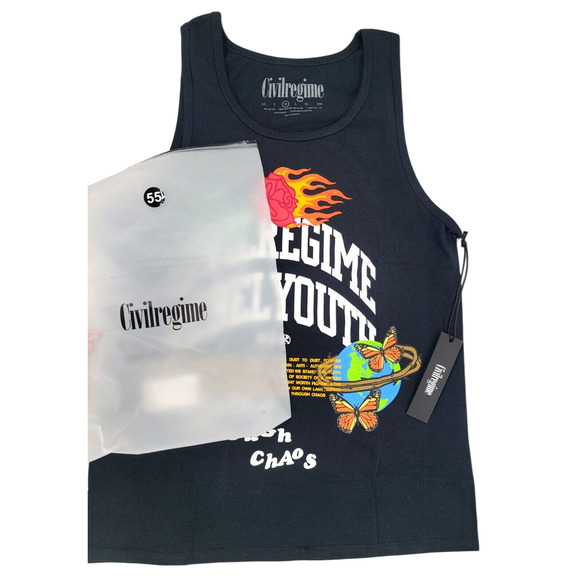 Civil Regime Blooming Through Chaos Tank Top Black Men's Streetwear Size Medium - Picture 4 of 6